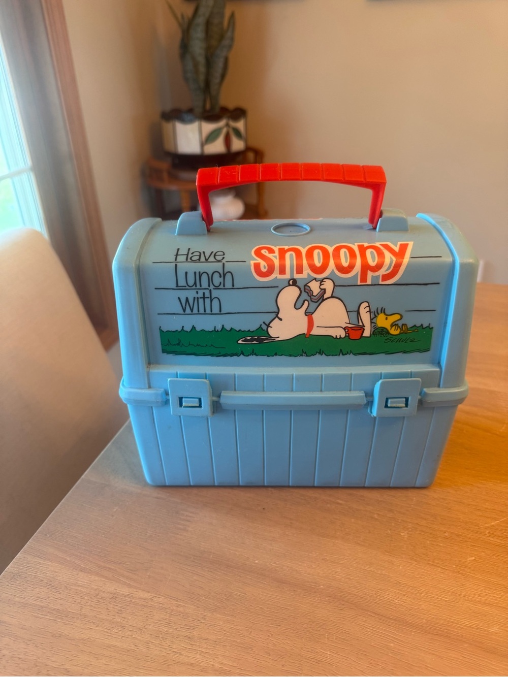 Vintage Have Lunch With Snoopy Lunch Box Blue Plastic 1968 Peanuts